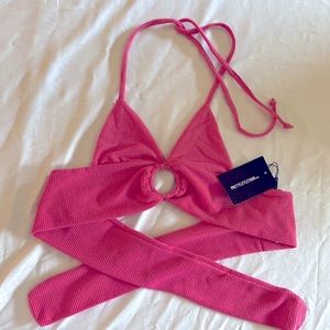Pink, ribbed ring bralette - Size 4
